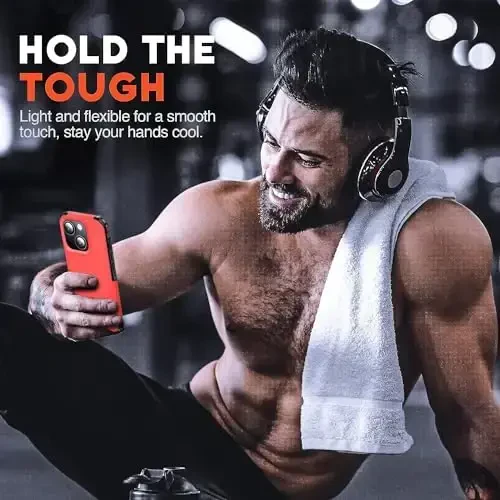 AEDILYS Shockproof for iPhone 15 Case, [15 FT Military Grade Drop Protection], with 2X [Tempered Glass Screen Protector ] with Air Bumpers Full-Body Protective Phone Case, Red Black - 7