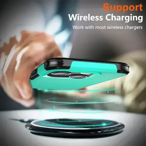 AEDILYS Shockproof for iPhone 15 Case,[15 FT Military Grade Drop Protection],with 2X [Tempered Glass Screen Protector ] with Air Bumpers Full-Body Protective Phone Case, (Green Black) - 6