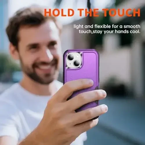 AEDILYS Shockproof for iPhone 15 Case,[15 FT Military Grade Drop Protection],with 2X [Tempered Glass Screen Protector ] with Air Bumpers Full-Body Protective Phone Case -Purple - 7