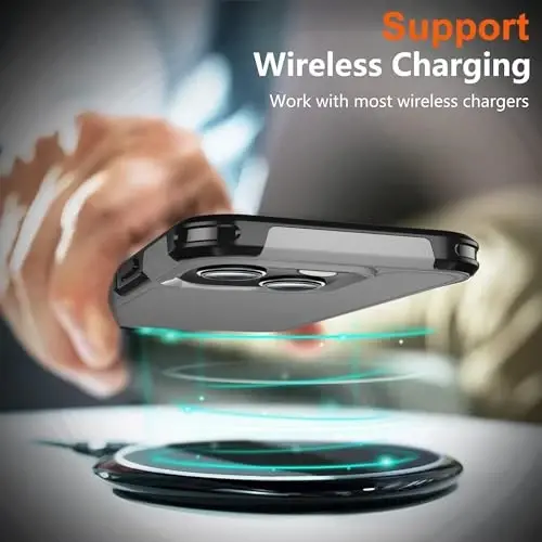 AEDILYS Shockproof for iPhone 15 Case,[15 FT Military Grade Drop Protection],with 2X [Tempered Glass Screen Protector ] with Air Bumpers Full-Body Protective Phone Case,Warship Grey - 6