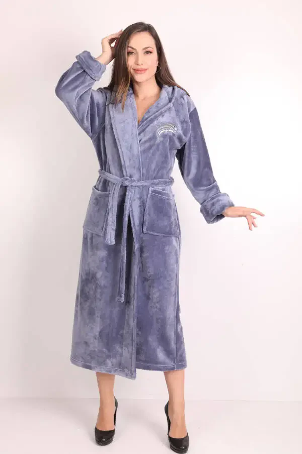 Аёл кашпашли, кашта билан безатилган, 100% бамбукдан тикилган узун халат - 1