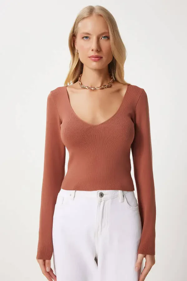 Аёл Кизилмия Қалин V йиллик Трико блузка FN03371 - 2