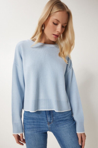 Aёл очиқ мовий Basic трико пуловер PF00010 - HAPPINESS İSTANBUL (1)