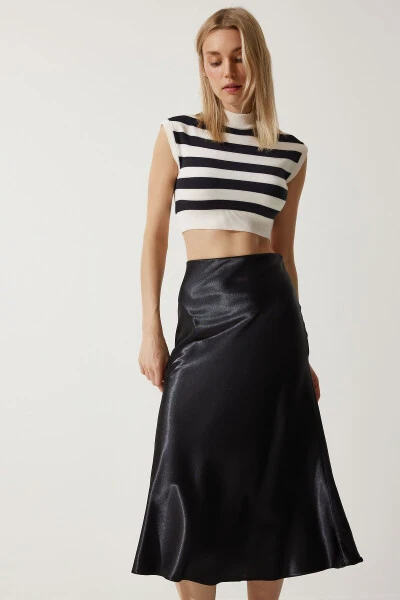 Аёл қора атлас юзали юбка DD01144 - HAPPINESS İSTANBUL (1)