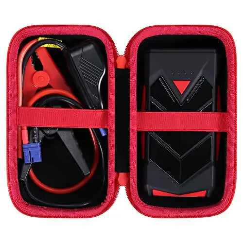 Aenllosi Hard Carrying Case Compatible with NEXPOW T11F 12V Car Jump Battery Starter Power Pack with USB,1000A Quick Charge Battery Booster Holder (Red Zipper,Case Only) - 1