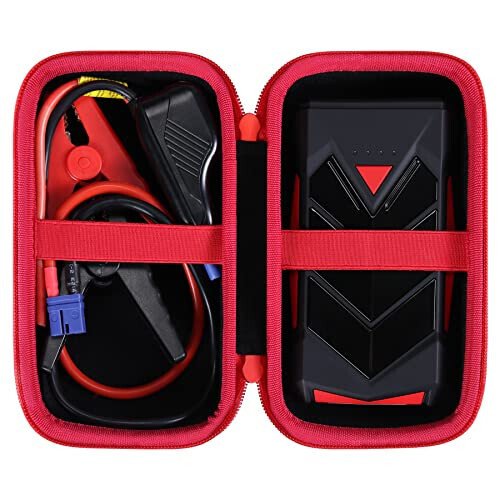 Aenllosi Qattiq Tashuvchi Korpusi NEXPOW T11F 12V Avtomobil Jump Batareyasi Starter Quvvat Paketi USB, 1000A Tez Zaryadlovchi Batareya Kuchaytirgichi Tutqichi (Qizil Fermuar, Faqat Korpus) bilan mos keladi - 1