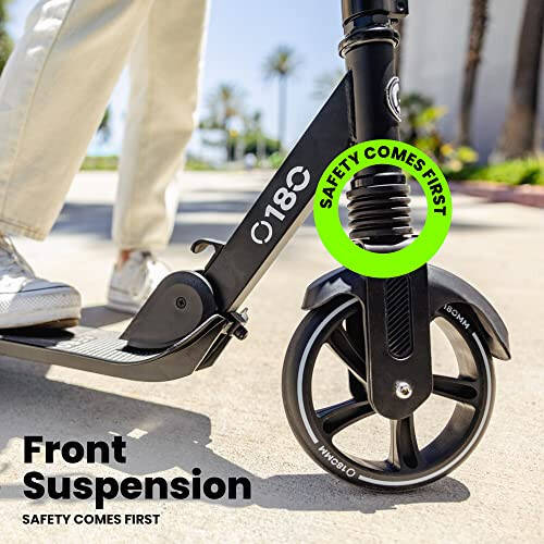 Aero Big Wheels Kick Scooter for Kids Ages 8-12, Teens and Adults. Commuter Adult Scooters with Hand Brake, Rubber mat, Shock Absorption, Foldable and Height Adjustable - 3