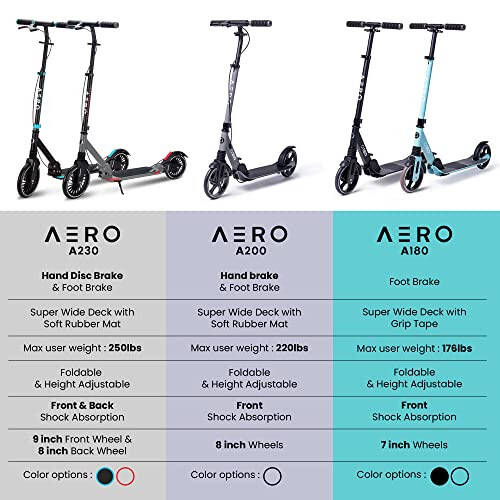 Aero Büyük Tekerlekli Çocuklar İçin Kick Scooter 8-12 Yaş, Gençler ve Yetişkinler. El Freni, Kauçuk Paspas, Şok Emme, Katlanabilir ve Yükseklik Ayarlanabilir Yetişkin Scooterlar - 9