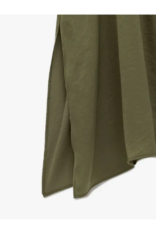 Aerobin Fabric Loose Fit Crossover Collar Half Batwing Sleeve Long Satin Dress-Light Green - 6