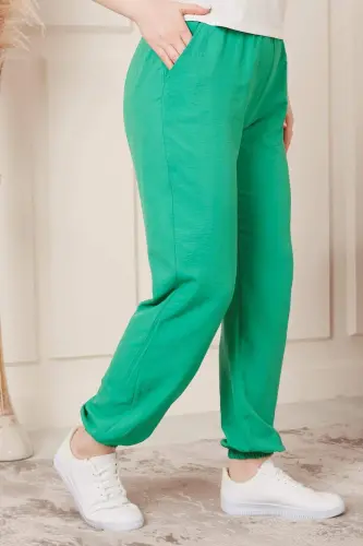 Aerobin Plus Size Benetton Pants with Elastic Waist and Hem - BÜYÜKBEDENIZ (1)