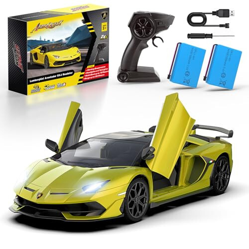 AEROQUEST Lamborghini Uzaktan Kumandalı Araba, Resmi Lisanslı 1:14 Lambo RC Araba, Erkek ve Kız Çocuklar İçin Doğum Günü Hediyesi, Yeşil Oyuncaklar 3 4 5 Yaş - 4