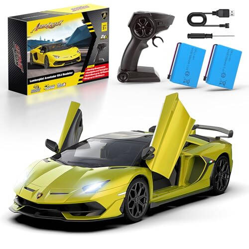 AEROQUEST Lamborghini Uzaktan Kumandalı Araba, Resmi Lisanslı 1:14 Lambo RC Araba, Erkek ve Kız Çocuklar İçin Doğum Günü Hediyesi, Yeşil Oyuncaklar 3 4 5 Yaş - 4