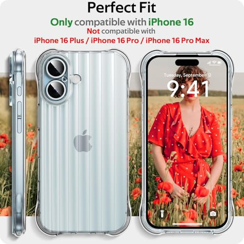 Aeska for iPhone 16 Case, Ultra [Slim Thin] Flexible Clear TPU Scratch-Resistant Shockproof Gel Rubber Soft Skin Silicone Protective Case Cover for iPhone 16 6.1'' (Clear) - 2