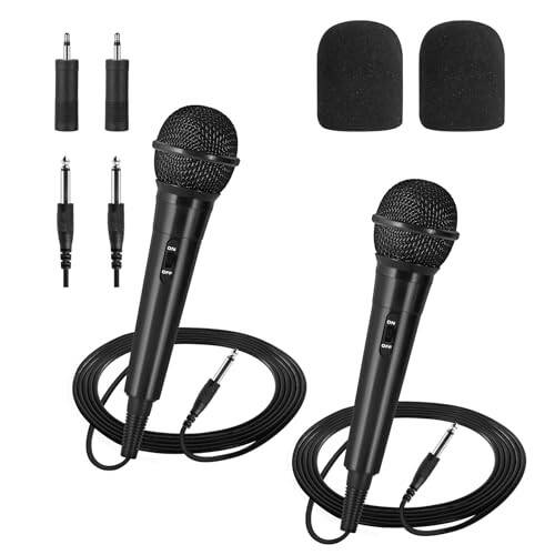 AEYATCH Pair Handheld Wired Microphone, Cardioid Dynamic Vocal Mic with 13ft Cable and Mic adaptors，Spherical Grille with Internal and External Spray Guards, Ideally Suited for Speakers - 1