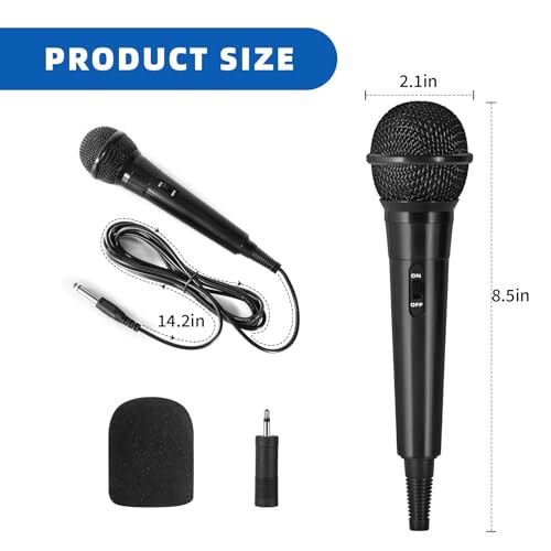 AEYATCH Pair Handheld Wired Microphone, Cardioid Dynamic Vocal Mic with 13ft Cable and Mic adaptors，Spherical Grille with Internal and External Spray Guards, Ideally Suited for Speakers - 4