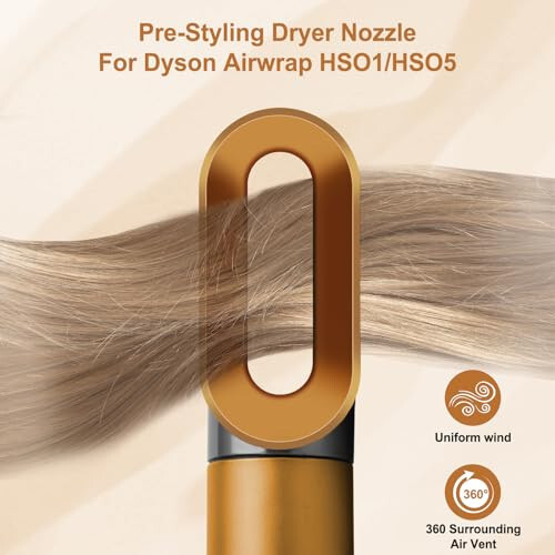 AFDD Pre-Styling Dryer Attachment for Dyson Airwrap, Pre-Styling Dryer Nozzle Replacement for Airwrap Styler (Gold) - 3