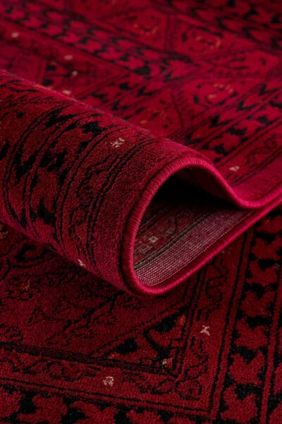 Afgan Turkman O'ziga Xos Xalqona Naqshli Bordo Zal Va Mehmonxona Gilami 6919b - 3