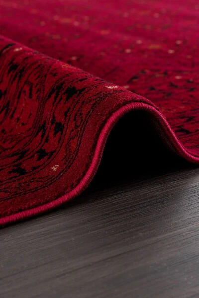 Afgan Türkmen Otantik Desenli Bordo Salon Ve Oturma Odası Halısı 6919b - 4