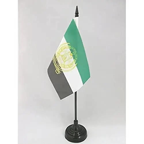 AZ FLAG Afghanistan 2001-2002 Table Flag 4x6 in 100D Polyester Plastic Base | Indoor use 15x10 cm. desk flag stitched finish with reinforced edges with plastic pole - 1