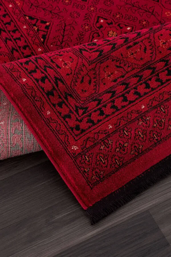 Afghan Turkmen Authentic Patterned Burgundy Living Room Rug 6919b - 5