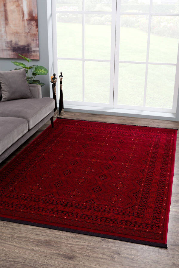 Afghan Turkmen Authentic Patterned Burgundy Living Room Rug 6919b - 1