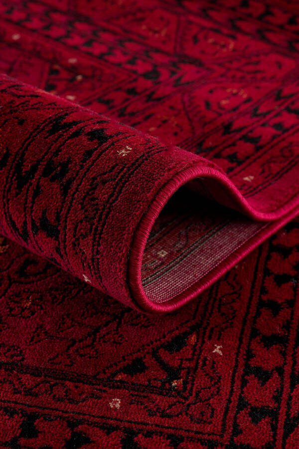 Afghan Turkmen Authentic Patterned Burgundy Living Room Rug 6919b - 3