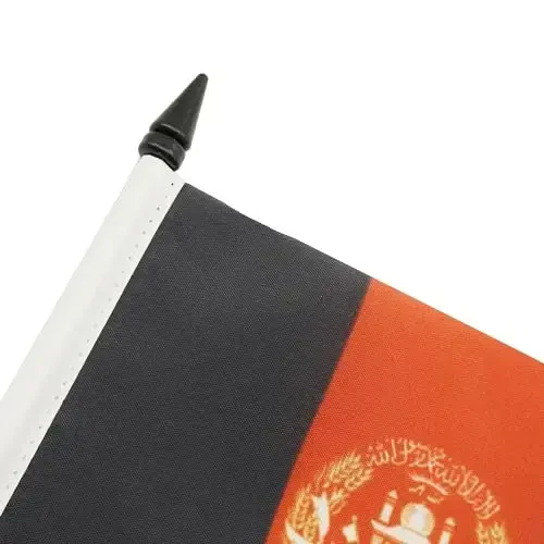 Afghanistan Table Flag 4'' x 6'' - Afghan Desk Flag 15 x 10 cm. - Black plastic stick and base - AZ FLAG - 5