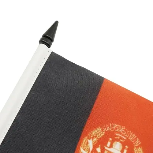 Afghanistan Table Flag 4'' x 6'' - Afghan Desk Flag 15 x 10 cm. - Black plastic stick and base - AZ FLAG - 4