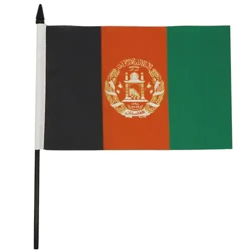 Afghanistan Table Flag 5'' x 8'' - Afghan Desk Flag 21 x 14 cm. - Black plastic stick and base - AZ FLAG - AZ FLAG