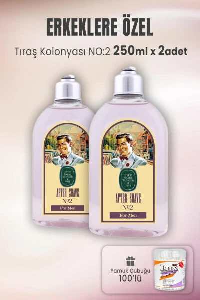 Aftershave Cologne No 2 X 2 Pcs and Cotton Swab 100 pcs - EYÜP SABRI TUNCER