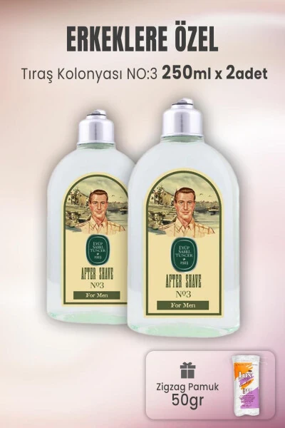 Aftershave Cologne No 3 X 2 Pieces and Zigzag Cotton 100 gr - EYÜP SABRI TUNCER