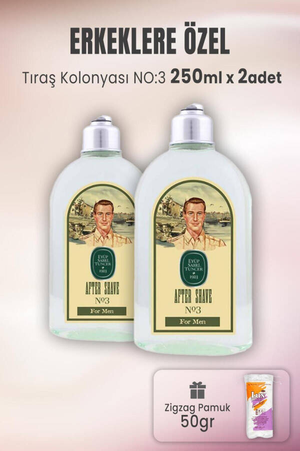 Aftershave Cologne No 3 X 2 Pieces and Zigzag Cotton 100 gr - 1