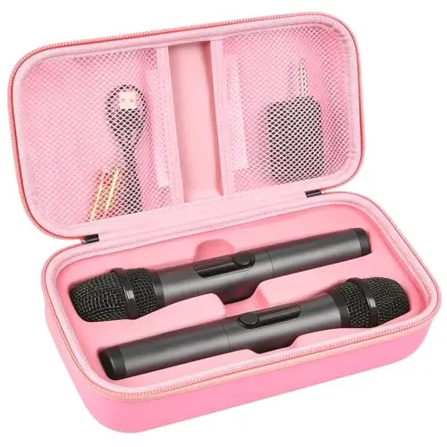 Againmore Wireless Microphone Case Compatible with JBL Wireless Two Microphone System, Handheld Dual Mic Travel Bag for Singing or Karaoke for Receivers, Adapters, AA Batteries - 1