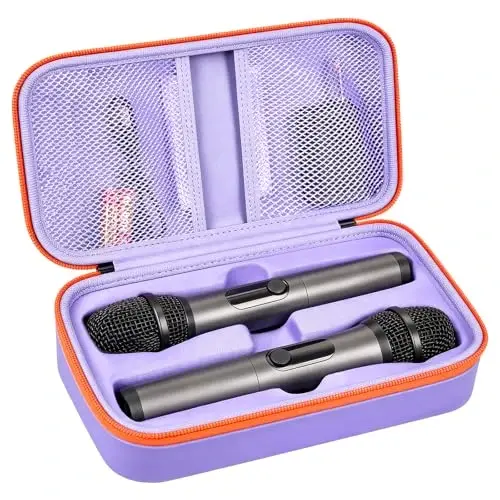Againmore Wireless Microphone Case Compatible with JBL Wireless Two Microphone System, Handheld Dual Mic Travel Bag for Singing or Karaoke for Receivers, Adapters, AA Batteries - 1