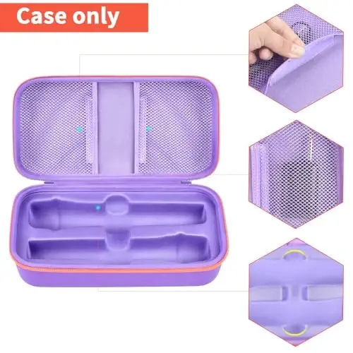Againmore Wireless Microphone Case Compatible with JBL Wireless Two Microphone System, Handheld Dual Mic Travel Bag for Singing or Karaoke for Receivers, Adapters, AA Batteries - 3