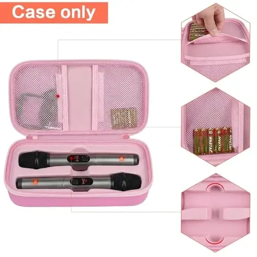 Againmore Wireless Microphone Case Compatible with JBL Wireless Two Microphone System, Handheld Dual Mic Travel Bag for Singing or Karaoke for Receivers, Adapters, AA Batteries - AGAINMORE (1)