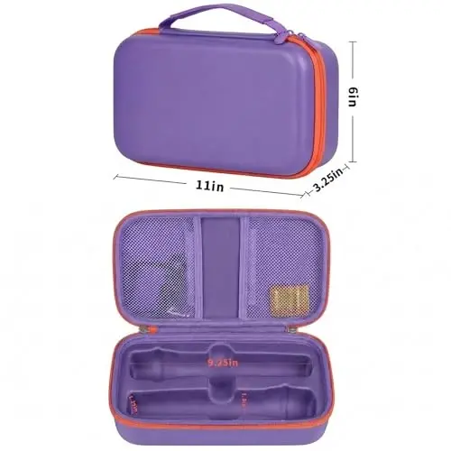 Againmore Wireless Microphone Case Compatible with JBL Wireless Two Microphone System, Handheld Dual Mic Travel Bag for Singing or Karaoke for Receivers, Adapters, AA Batteries - 3