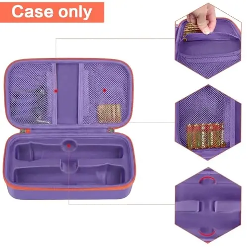 Againmore Wireless Microphone Case Compatible with JBL Wireless Two Microphone System, Handheld Dual Mic Travel Bag for Singing or Karaoke for Receivers, Adapters, AA Batteries - 4