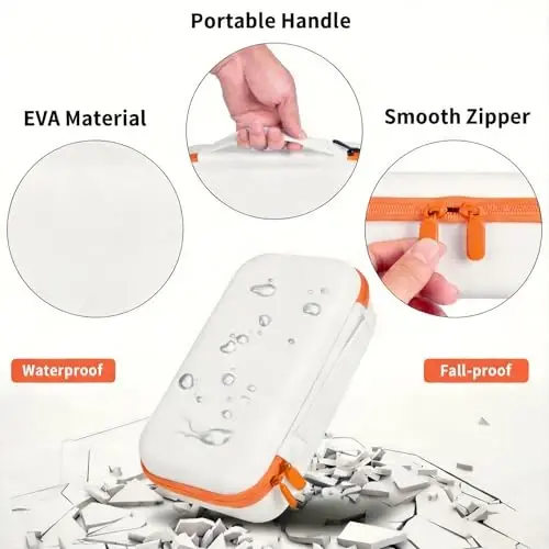 Againmore Wireless Microphone Case Compatible with JBL Wireless Two Microphone System, Handheld Dual Mic Travel Bag for Singing or Karaoke for Receivers, Adapters, AA Batteries - 5