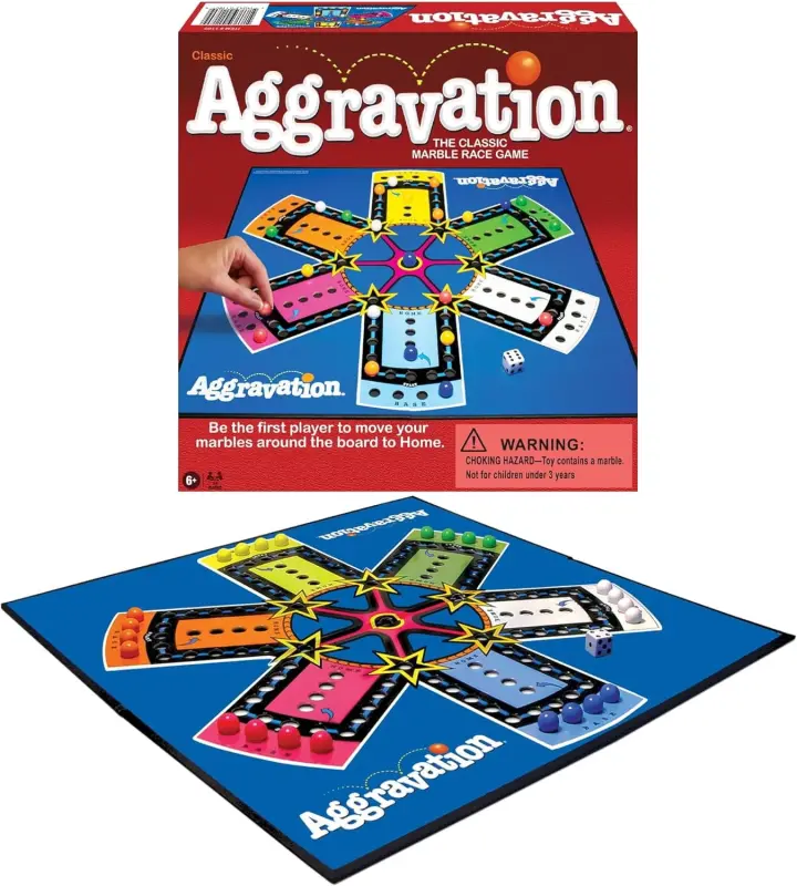Aggravation Board Game – Classic Marble Race for Family Fun-MULTI-COLOR - 1