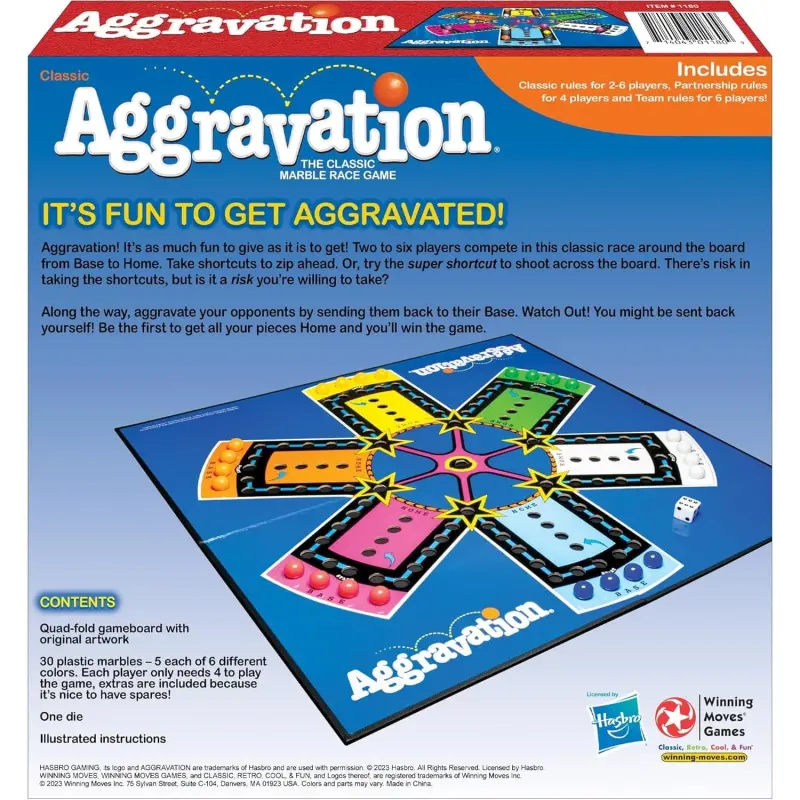 Aggravation Board Game – Classic Marble Race for Family Fun-MULTI-COLOR - 2
