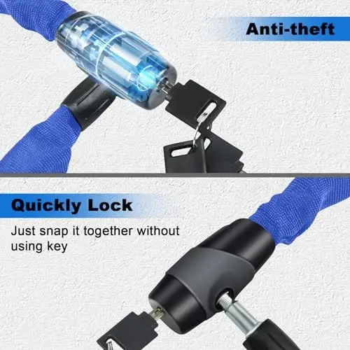 Heavy Duty Anti-Theft Bike Chain Lock, 2.72 Ft Security Lock with 3 Keys, Waterproof for Scooter, Motorcycle, Door, Gate, Fence - 3