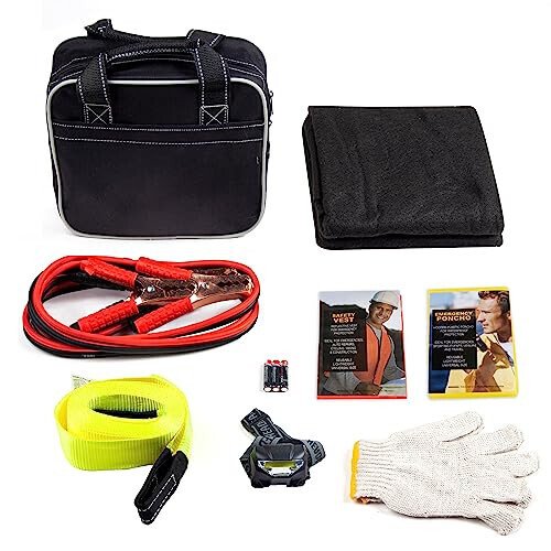 Heavy Duty and Portable Ultimate Auto Safety Kit for Roadside Emergencies - Heavy