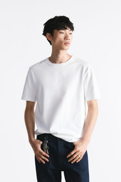 AĞIR KISA KOLLU T-SHIRT-Beyaz - 2