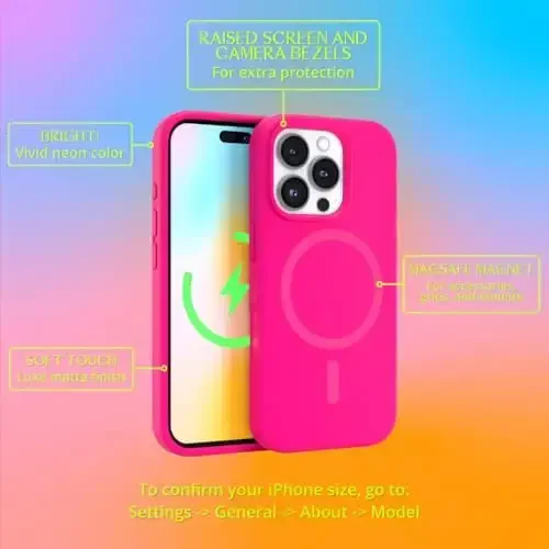 FELONY CASE – Apple iPhone 16 Pro Max Case - MagSafe Phone Case, Liquid Silicone, Vibrant Neon Color with Anti-Scratch Microfiber Lining, Non-Slip Grip & 360° Shockproof Protection (Pink) - FELONY CASE (1)