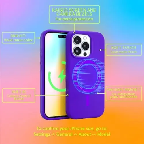 FELONY CASE – Apple iPhone 16 Pro Max Case - MagSafe Phone Case, Liquid Silicone, Vibrant Color with Anti-Scratch Microfiber Lining, Non-Slip Grip & 360° Shockproof Protection (Purple) - 3