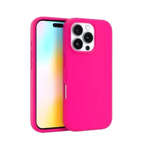 FELONY CASE - Apple iPhone 16 Pro Max Case - Liquid Silicone, Vibrant Neon Color with Anti-Scratch Microfiber Lining, Non-Slip Grip & 360° Shockproof Protection (Pink) - FELONY CASE