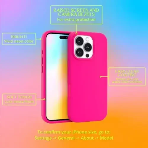 FELONY CASE - Apple iPhone 16 Pro Max Case - Liquid Silicone, Vibrant Neon Color with Anti-Scratch Microfiber Lining, Non-Slip Grip & 360° Shockproof Protection (Pink) - 3