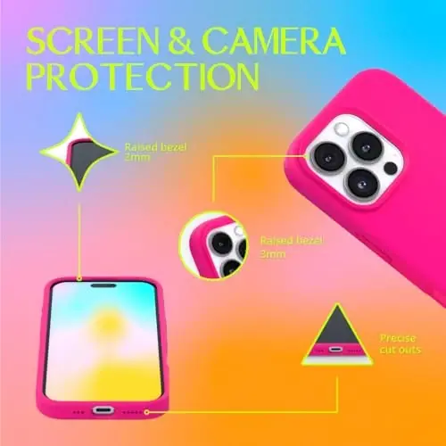 FELONY CASE for Apple iPhone 16 Pro Max Case - Liquid Silicone, Vibrant Neon Color with Anti-Scratch Microfiber Lining, Non-Slip Grip & 360° Shockproof Protection (Pink) - 4