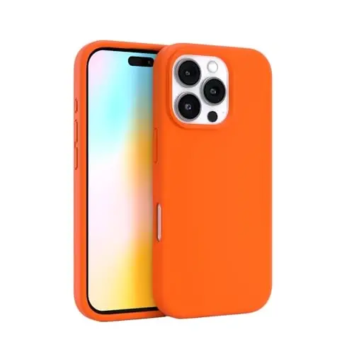 FELONY CASE - Apple iPhone 16 Pro Max Case - Liquid Silicone, Vibrant Neon Color with Anti-Scratch Microfiber Lining, Non-Slip Grip & 360° Shockproof Protection (Orange) - 3